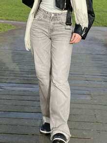 Straight-Leg Grey Denim Jeans For Teenagers - Light Grey - View 3