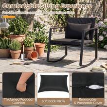 3-Piece Outdoor Rocking Bistro Set Patio Rocking Chairs & Coffee Table Set - Black - View 10