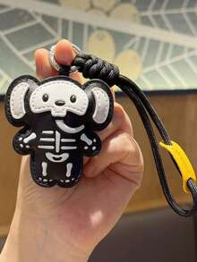 Skeleton Animal Bag Charm Keychain, Black And White Zinc Alloy Key Ring, Gothic Style Backpack Pendant, INS Style Handbag Accessory, Halloween Gift - Multicolor - View 11