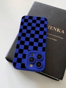 1件裝黑藍棋盤格經典格紋 Y2K 千禧辣妹風霧面藍色手機殼，背面保護殼，生日情人節母親節開學季聖誕節多節日禮物風格，Ins復古極簡手機殼，相容 iPhone 17、 17 Pro、 17 Pro Max 與 Galaxy 手機殼，手機配件，快速出貨 - 彩色 - 查看 5