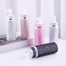 200ml 華麗全水鑽可補充式壓頭分裝瓶，防塵防漏壓頭蓋減少液體揮發，浴室梳妝台沙龍用空液體瓶，適用洗手液洗髮精乳液，甜美少女風閃亮浴室裝飾禮物 - 白色 - 查看 3