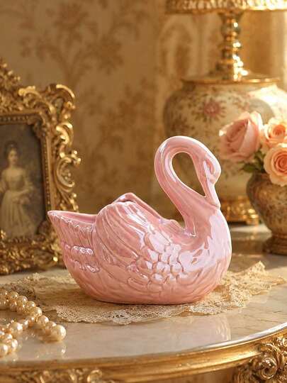 Elegant White Swan Ceramic Candlestick Handcrafted Table Centerpiece Romantic Home Decor For Wedding Birthday Party Christmas Holiday Dinner Gift For Housewarming Living Room Mantel Farmhouse Vintage Aesthetic & Creative Gift