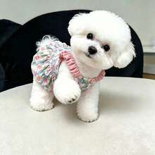 Cute Floral Pumpkin Strap Dress For Small Puppies, Breathable Vest Dress For Bichon Frise And Teddy Dogs In Summer - Watermelon Pink - View 2