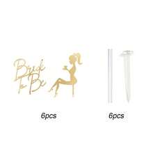 2pcs/6pcs Bride Acrylic Cake Topper, Suitable For Wedding Cake Side Decoration - Gold - View 7