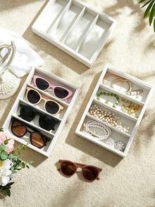Fashion Glasses Storage Tray, Fashion Glasses Storage Box, Drawer Organizer Box, Stackable Display Box, Anti-Scratch Soft Lining, Suitable For Earrings, Necklaces, Bracelets, Rings, Hair Clips, Headbands, Fits Standard Drawers - Multicolor - View 5