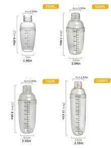 1pc Measuring Scale Shaker Cup For Lemon Tea Fruit Tea Milk Tea, Clear Mixing Cup, Resistant To Cold Heat And Pressure, With Handheld Design For Cold Drinks, Used For Kitchen Tools Sports Bottle, Water Bottle For Outdoor Back To School - Clear - View 2