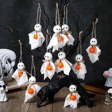 3pcs/6pcs Halloween Scary Hanging Ghost Decorations, Realistic Fabric Pumpkin Ghost Hanging Ornaments, Reusable DIY Haunted House Decor, Suitable For Porch, Door, Yard, Lawn, Trees, Indoor And Outdoor Parties - Multicolor - View 1
