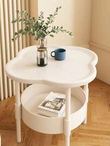 1pc Creative Home Small Table, Modern Minimalist Living Room Mobile Storage Rack, Beige Sofa Side Table, Bedside Cabinet, Corner Table, Suitable For Living Room, Bedroom And Balcony Installation - Multicolor - View 4