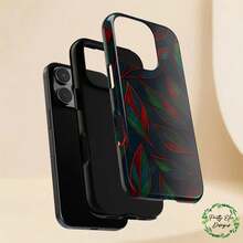 Design artistico avanzato con motivo a onde, puntini e strisce, raffinato motivo artistico 2-in-1, custodia per telefono con finitura brillante, adatta per serie Apple 11.12.13.14.15.16.17 e serie S21, S22, S23.S24.S25.S26 - Grigio - Visualizzare 8