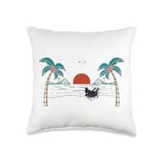 Beach Palm Trees Sunset Throw Pillow,,Multicolor - Multicolor - View 2