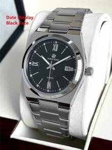 Pablo Raez 1件男士手錶，原創迷人男士腕錶，不鏽鋼材質，商務奢華，附日期與星期顯示，知名品牌，全新啞光實心金屬鋼帶，IPS銀色電鍍工藝，漸層綠、黑、白配色，50米防水，極簡男士鋼製休閒時尚石英錶，夜光指針，真實刻度，黑白配色，高端商務腕錶，適合日常佩戴，教師節禮物，送給父親或男性朋友的禮物，畢業典禮婚禮禮物 - 銀色 - 查看 17