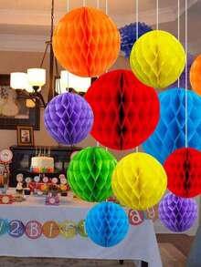 10/5 Stücke/Set 6-Zoll Papier-Wabenblumenbälle, dekorative Papier-Pompons, bunte hängende Blumenbälle, DIY-Papierbasteln, geeignet für Hochzeit, Party, Geburtstag, Versammlung, Heimdekoration - A - Übersicht 3