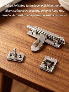 1pc Stainless Steel Sliding Latch With Screws, Suitable For Cabinets, Wardrobes, Sheds, Doors, Home Office Garage Storage, Household Door Locks, Shed Security Locks, Cabinet Locks, Home Security Locks - Multicolor - View 7