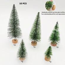 15pcs Artificial Christmas Bottle Brush Trees, 5 Sizes, With Base - Suitable For Holiday Tabletop Decor, DIY Crafts, Plastic Pine Tree Tabletop Decoration, For Christmas, New Year, Winter Party And Handicraft Making - Multicolor - View 10