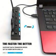 4/7 Port Multi-Port USB Hub Switch Power Strip Splitter For Computer Laptop USB Drive Hard Drive - View 1