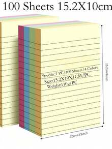 10/100/200pcs Wired Sticky Notes, 4 Colors Portable Student Note Marking Writing Stickers, Self-Adhesive Easy To Stick, Suitable For Office, Home, School, 2 Sizes Available, Office Assistant, School Supplies, Back To School - View 5