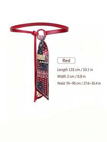 1pc Bohemian Vintage American Scarf Belt - Adjustable Waist Chain With Color-Blocking Suitable For Skirts & Pants, Wedding, Daily Wear Belt Accessory - Multicolor - View 6