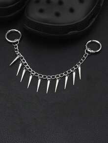 1 Set 2pcs Women's New Cool Rivet Chain Keychain Metal Chain Personalized Decorative Bag Accessory Pendant - Silver - View 3