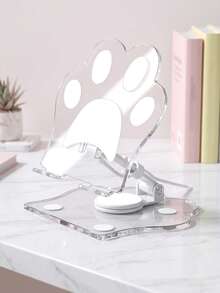 Soporte de Acrílico Transparente con Forma de Pata de Gato Lindo para Teléfono y Tableta, Base de Escritorio Giratoria 360° Plegable y Ajustable, Soporte Decorativo Universal Lindo para Escritorio, Adecuado para Teléfonos Inteligentes y Tabletas - Ver 2