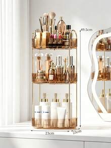 大容量 360° 旋轉透明化妝品收納架，可拆卸加高多層收納架，承重力強，適用於護膚品與高瓶裝產品 - 彩色 - 查看 1