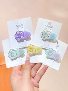 20/10pcs Jelly Color Floral Print Y2K Hair Clips, Durable And Non-Damaging, Energetic Sweet Cute Hair Accessories-Suitable For Girls And Teenagers, Daily School, Vacation, - Multicolor - View 6