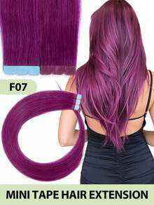 Mini Tape-In Hair Extensions, Real Human Hair, Colorful Invisible Tape-In Hair Extensions, Highlight Color, Party Hair Accessories, Ready To Wear, No Glue Needed, Suitable For Holidays, Festivals, School Supplies, Parties, Weddings, Daily Wear, Suitable For All Women, Girls, Brides - Multicolor - View 35