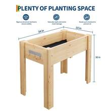 Elevated Fir Wood Raised Garden Bed – Durable Planter Box With High Legs, Hooks & Non-Woven Liner – Outdoor Flower Box For Vegetables, Herbs, Patio, Backyard - 88.5*15.5*28 cm - View 2