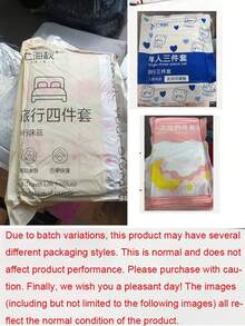 一次性超寬加厚 4 件套床品組合，適用酒店住宿，一次性床單與枕套，旅行必需品 - 彩色 - 查看 7