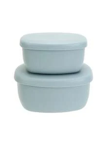 PopLittleOne 2PCS Weaning Feeding Tableware Set Silicone Baby Food Storage Containers With Lid Portable Reusable Baby Dinner Box Baby Daily Essentials - Multicolor - View 14