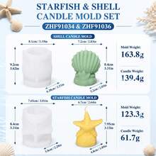 1/2件 3D貝殼海星矽膠蠟燭模具 海洋主題 DIY 香氛蠟皂樹脂模具，適用海灘婚禮與海岸居家裝飾 - 海星殼 - 查看 14