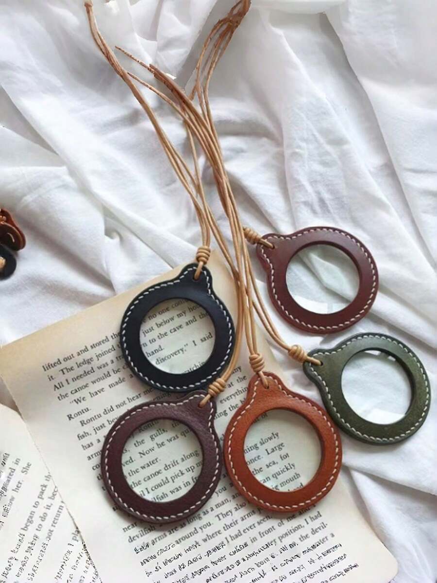 1pc Adjustable Halter Solid Color Leather Magnifier Protective Case, High Magnification Portable Magnifier Protective Case For Elderly - Multicolor - View 1