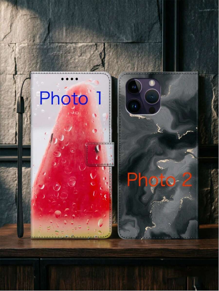 Dompet Kartu Kustom, Casing Ponsel dengan Cetakan Gambar Personalisasi, Casing Kulit Sintetis PU, Hadiah Kreatif untuk Pasangan dan Teman, Kompatibel dengan , Apple, Honor - MultiWarna - View 1
