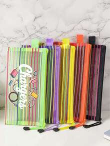 Colorful Striped Mesh Digital Bag, Charger Pattern, Charger Storage Bag, Data Cable Organizer Bag, Mesh Zipper Bag, Lightweight Cable Storage Bag, Multi-Functional Storage Bag, Store Data Cables, Chargers, Earphones, Travel Supplies, Keep Your Cables Organized, Compact And Portable, Suitable For School, Office, Travel, Perfect Birthday Gift, Party Gift, Back To School Gift - Multicolor - View 4