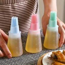 1/2pcs Silicone Oil Brush With Oil Bottle, Heat-Resistant Oiling Brush, Baking Brush, Leak Proof Barbecue, Outdoor, Kitchen Cooking Tools - Multicolor - View 1