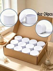 HIZTGHC 24pcs 4oz Matte White Sealed Lid Candle Jars, Blank Metal Candle Containers Bulk Set, DIY Handmade Candle Making Supplies, Wax, Fragrance, Gift Mini Storage Jars - 24 Pcs - View 7