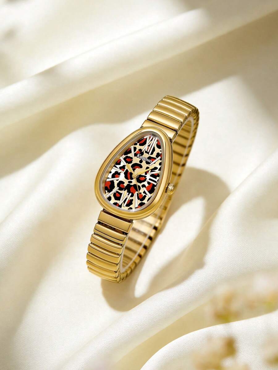 1 Women's Snakehead Shaped Quartz Watch, Roman Dial, Spring Strap, Gold Alloy Case, Simple Gift For Women - Multicolor - View 1