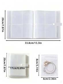 50pcs Frosted Transparent Jewelry Storage Booklet With 30pcs Anti-Oxidation Storage Bags, Suitable For Rings, Earrings And Necklace Clips, Women's Gift Categorizing And Organizing Container, Jewelry Accessories Earrings Transparent Storage Album And Bags, Beads And Jade String Anti-Oxidation Self-Sealing Bags, Makeup Room Decor,Travel Essential - Multicolor - View 2