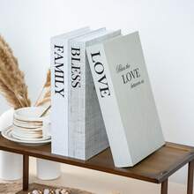 3件組白色裝飾假書，居家裝飾用，摺疊式易組裝，鄉村農舍風堆疊展示書，適用客廳咖啡桌與壁爐架裝飾，多款節日禮物 - 彩色 - 查看 3