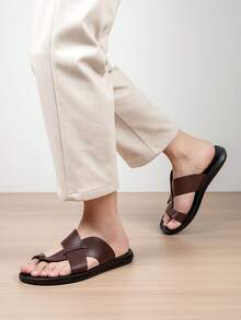 New Men's Middle Eastern Style Breathable Casual Sandals, Versatile Durable Slippers For Daily Wear, Commuting And Vacation - Brown - View 6