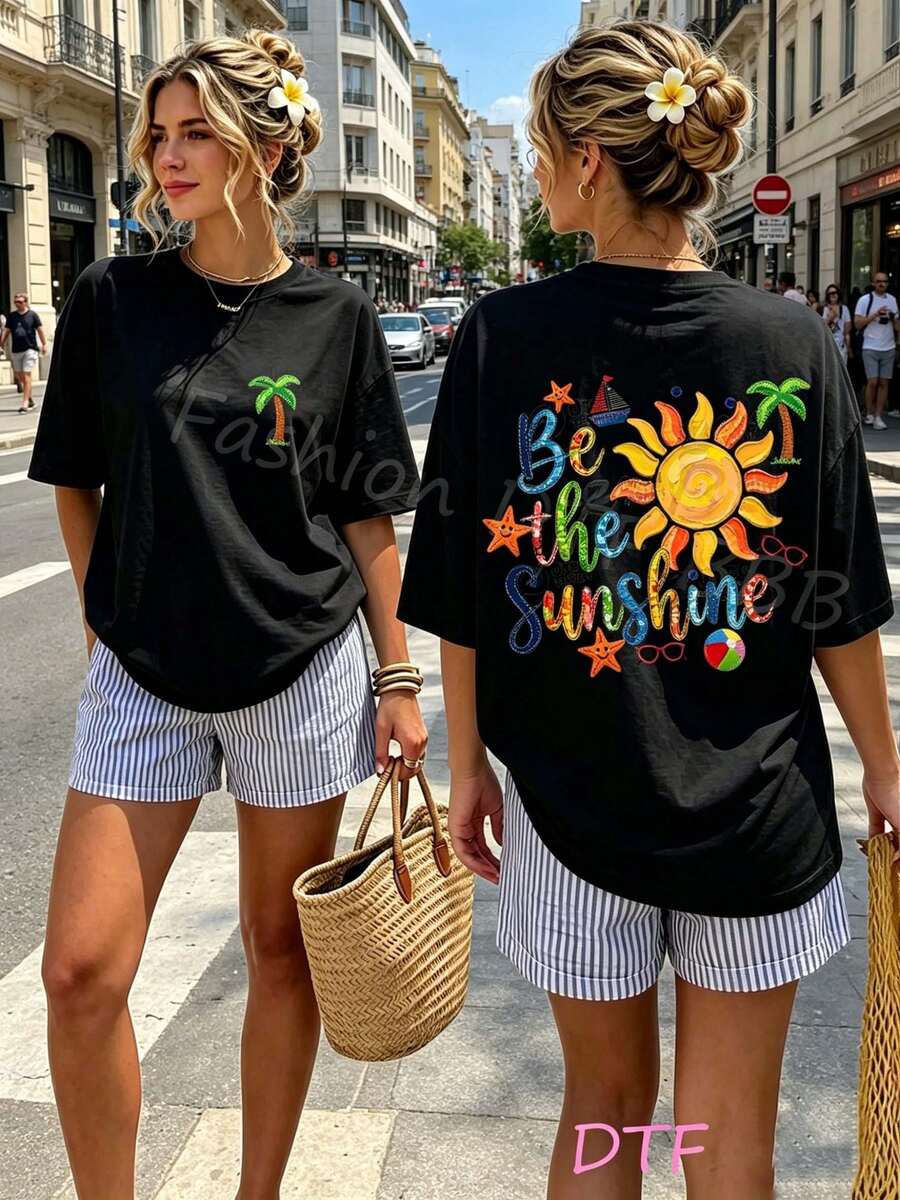 Women T-Shirts - 黑色 - 查看 1