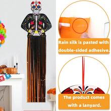 1pc Halloween Hanging Decoration, Skeleton Skull Tassel Garland With Colorful Sugar Skull Design, Spooky Party Door Wall Decor, Fall Festival Home Accessories - Multicolor - View 5
