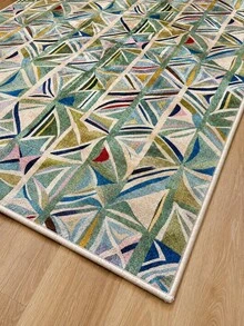 Chilai Home Retro Postage Stamp Border Green Area Rug, Textured Pattern Floor Mat For Living Room, Bedroom & Home Decor, Made In Türkiye - Green - View 3