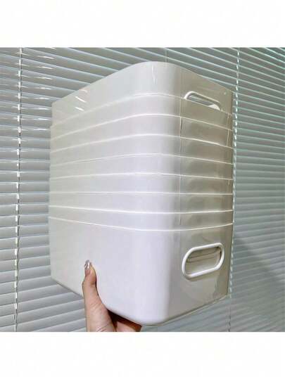 10 piezas Caja de almacenamiento blanca, Caja organizadora de almacenamiento apilable blanca, Puede contener aperitivos de escritorio, Cubo de plástico blanco apilable con asa, Para organizar artículos diversos de escritorio, Adecuado para bebé, guardería, estantería, sala de juegos, dormitorio, oficina, armario, hogar