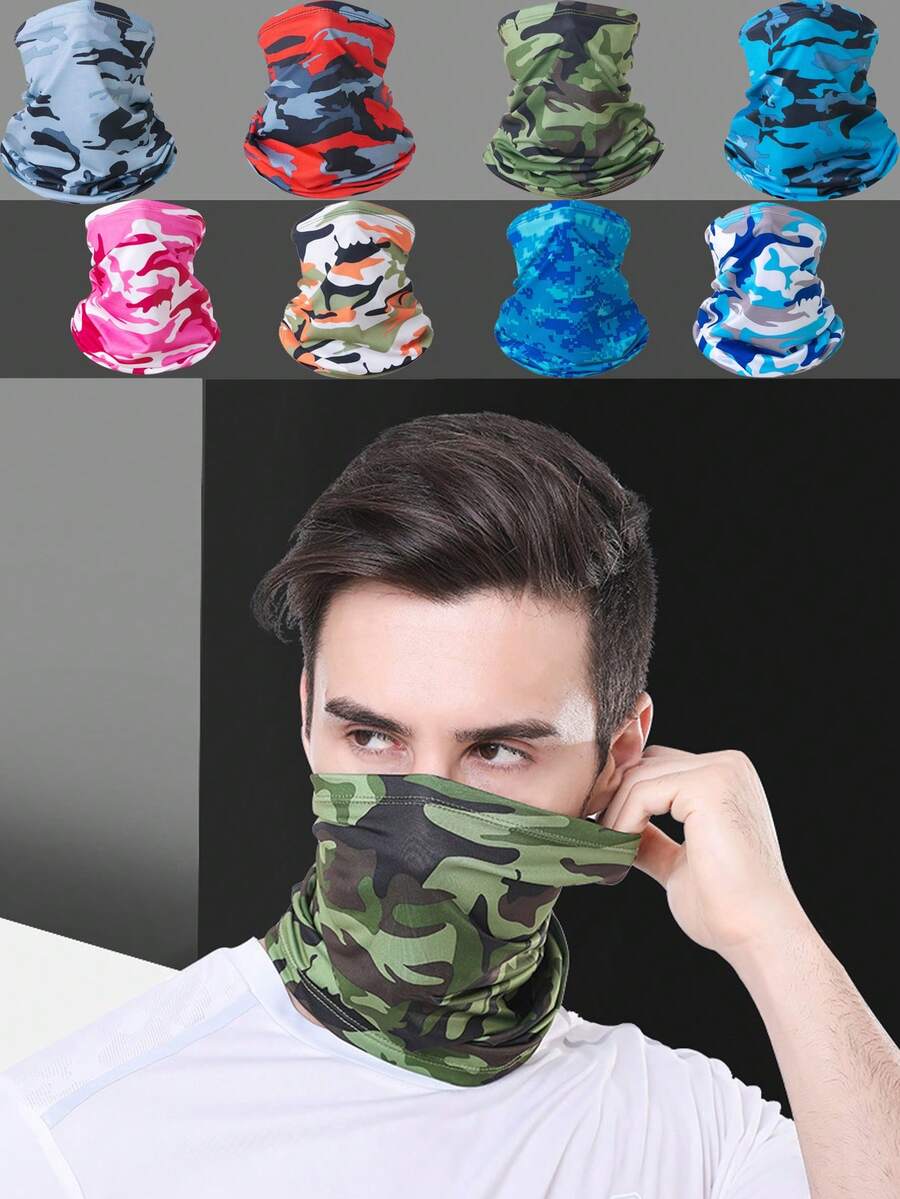 1pc Unisex Camouflage Print Sun Protection Neck Gaiter Face Mask, Breathable Outdoor Fishing Cycling Commuting Multi-Use Face Mask - Multicolor - View 1