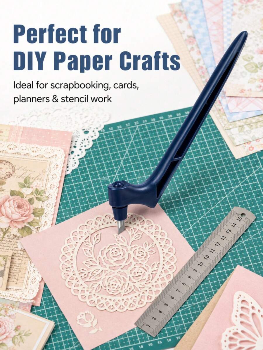 1/3pcs Paper Craft Cutting Tool Set, 360 Degree Rotating Blade, Stainless Steel Craft Knife, Utility Knife And Art Cutting Tool, Suitable For Templates, Vinyl And Scrapbooking - A - View 1