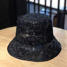 1pc Women's Summer Lace Bubble Flower Foldable Sun Protection Bucket Hat, White Fashionable Versatile Exquisite Breathable Hollow Out Bucket Hat - Multicolor - View 7