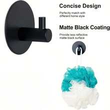 5pcs Self-Adhesive Bathrobe And Towel Hooks - Wall Mounted, Drill-Free Easy Installation, Smooth Matte Finish, Suitable For Bathroom And Kitchen - Black - View 8