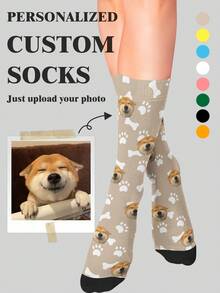 1 Pair Custom Socks, Face Custom Socks,Summer,Pat,Custom Photo Socks, Custom Funny Socks, Cute, Adult Socks, Socks For Humans Only, Graduation Gifts - Multicolor - View 1