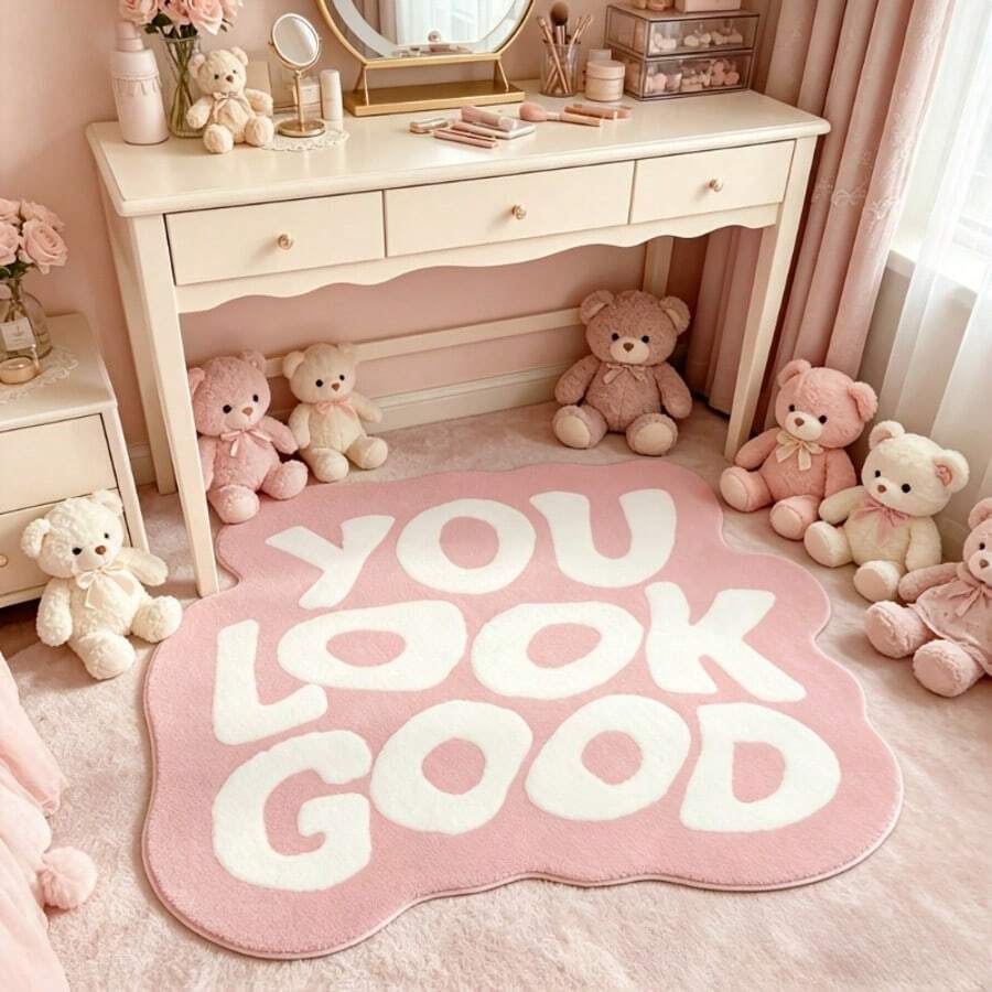 1PC French Floral Bow Pattern Decorative Rug, Soft Home Decor Mat, Wear-Resistant And Stain-Resistant, Suitable For Bedroom, Balcony, Playroom And Other Scenes, Lively And Dreamy Style, Decorative Rug, Bedroom Decor, Small Rug, Rug, Home Decor, Living Room Rug, Living Room Small Rug, Bedroom Rug, Living Room Home Decor, Outdoor Rug, Washable Rug - Multicolor - View 1