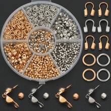 300pcs/600pcs/Box KC Golden+White K DIY Connector Parts Set Including Double-Ended End Caps, Positioning Beads, U-Shaped Clasps And Open Jump Rings, Suitable For DIY Chain End Connector Accessories, Handmade Beaded Jewelry Accessories, Wire Clamps, Bracelet Necklace Connector Parts, DIY Jewelry Making Materials - Snap Button & Positioning Bead & U-shaped Buckle & Jump Ring - View 5
